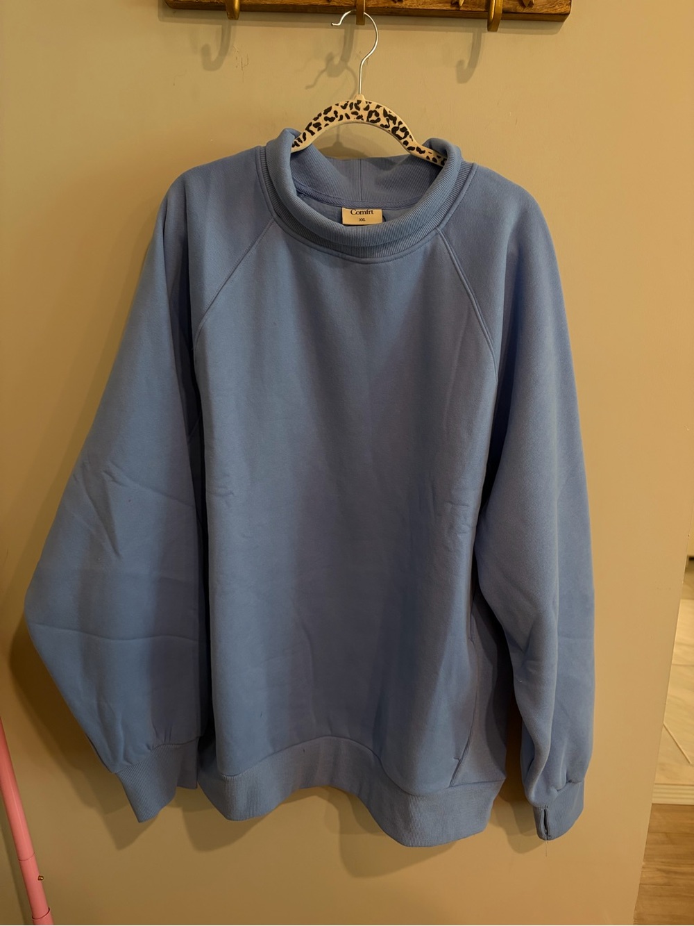 Comfrt Basic Mock Neck Sweatshirt Blue XXL